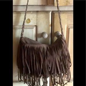 Fringed suede purse